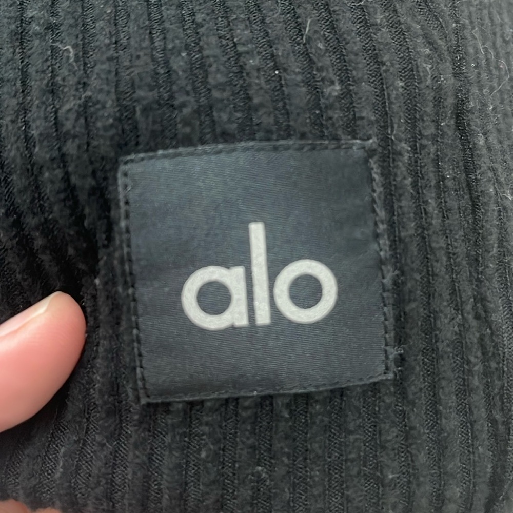 ALO YOGA Muse Ribbed HR Sweatpants Black Sz S - Picture 2 of 8
